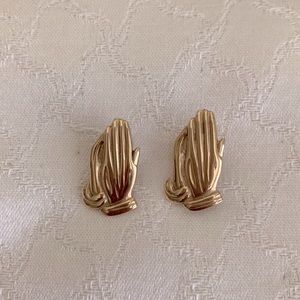 14k gold praying hands earrings